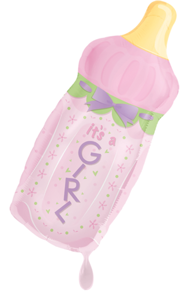 XXL Folienballon Figur - Babyflasche, It's a girl - ø 79m